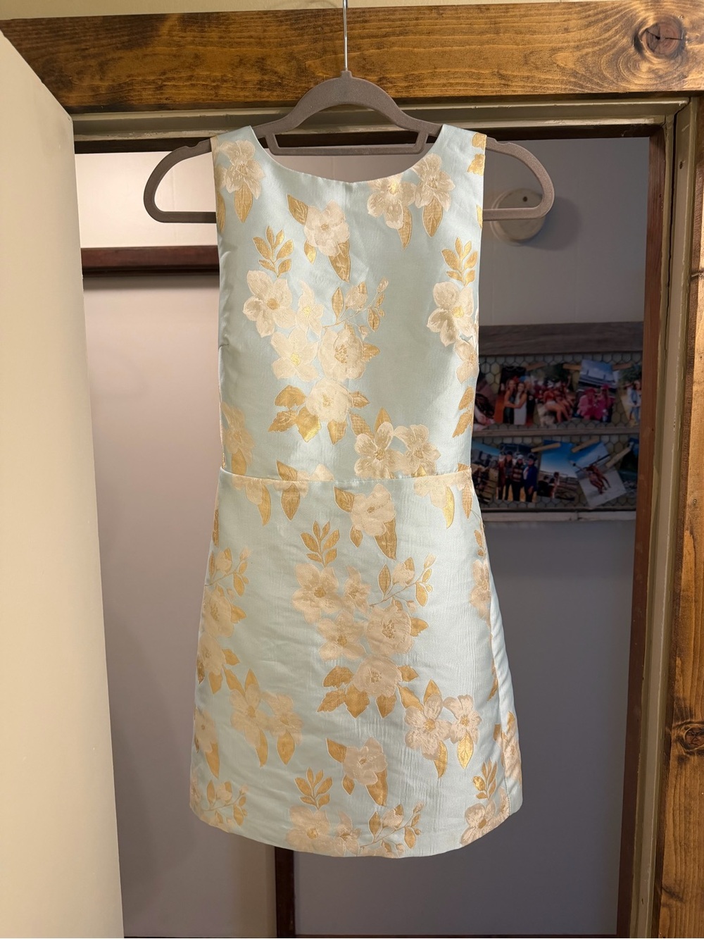 Women’s Pale Blue Floral Brocade Dress